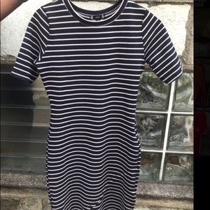 Navy Blue and Beige striped dress Size Large